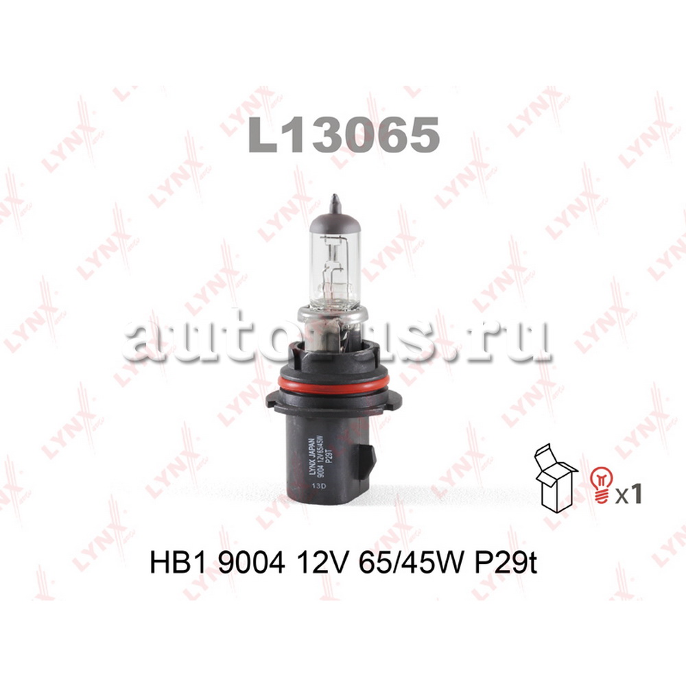 Лампа 12V HB1 65/45W P29t LYNXauto 9004 1 шт. картон L13065