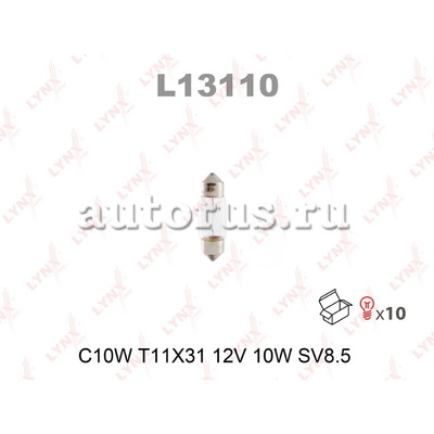Лампа 12V C10W 10W SV8,5-8 LYNXauto 1 шт. картон L13110