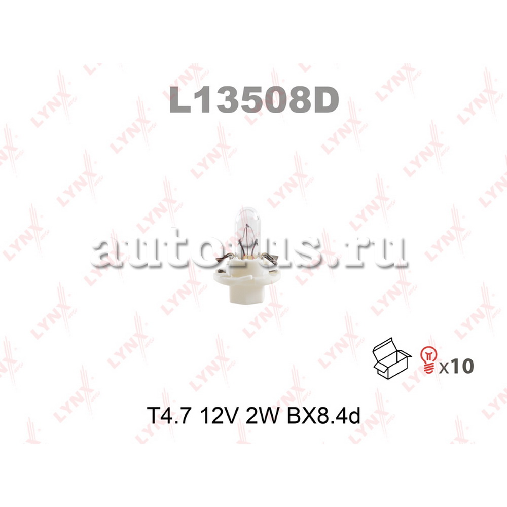 Лампа 12V T4.7W 2W BX8,4d LYNXauto ORIGINAL LINE 1 шт. картон L13508D