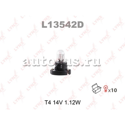 Лампа 14V T4W 1,12W LYNXauto 1 шт. картон L13542D