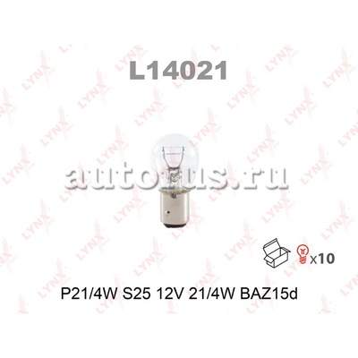 Лампа 12V P21/4W 21/4W LYNXauto 1 шт. картон L14021