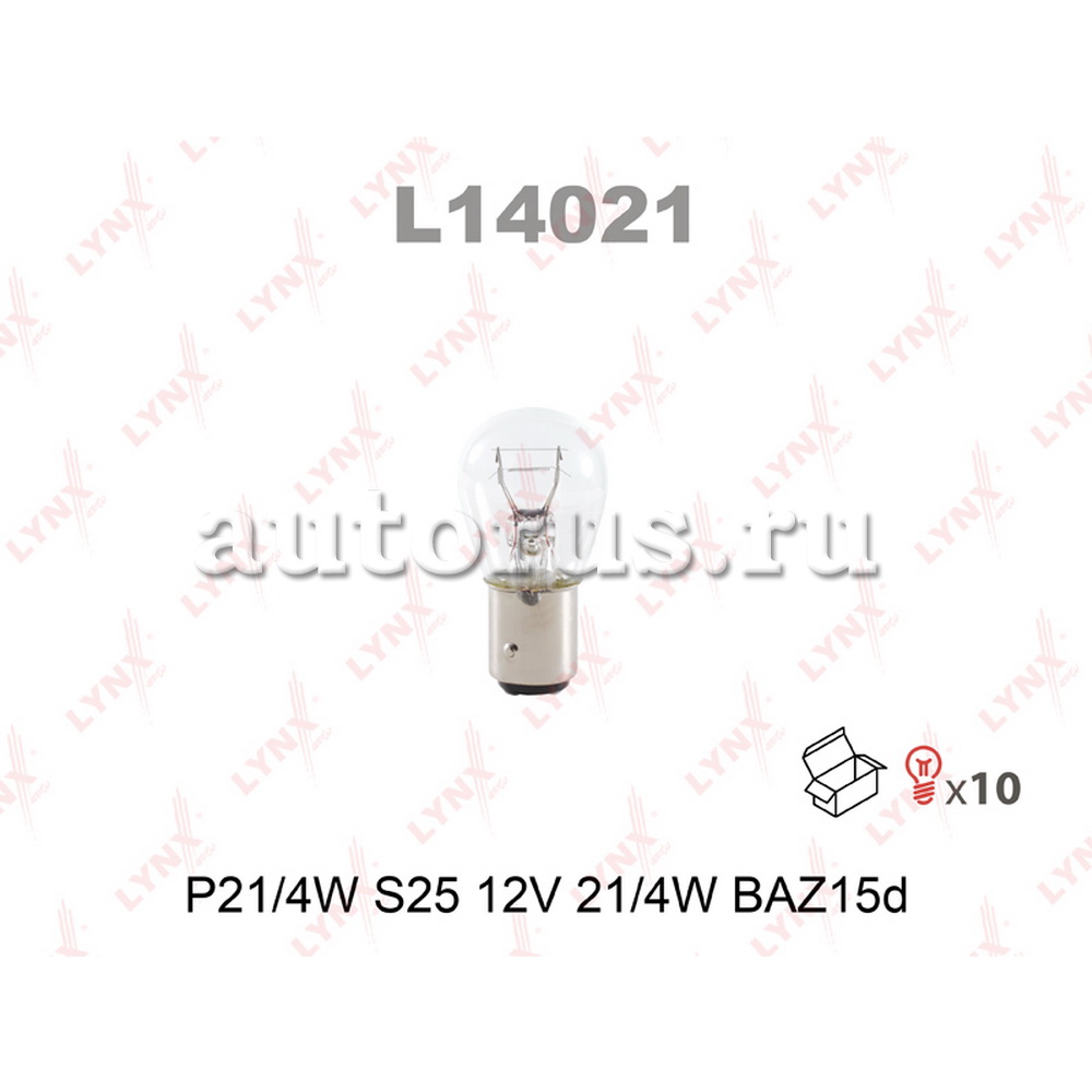 Лампа 12V P21/4W 21/4W LYNXauto 1 шт. картон L14021