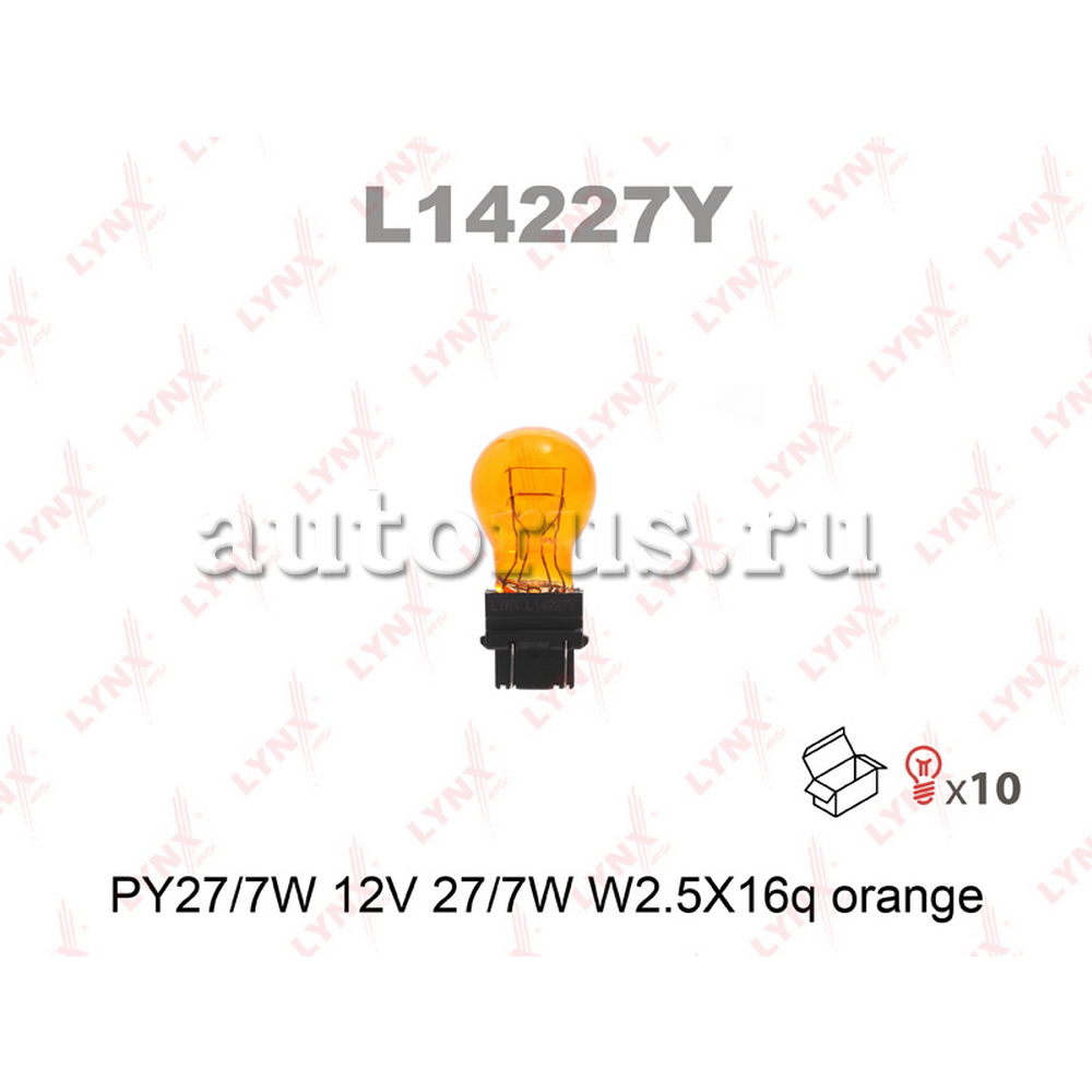 Лампа 12V P27/7W 27/7W LYNXauto 1 шт. картон L14227Y