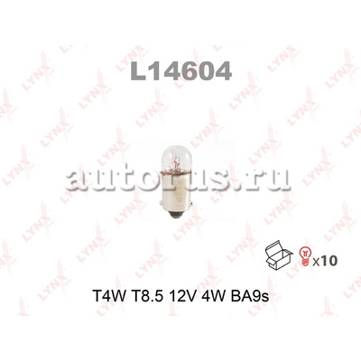 Лампа 12V T4W 4W LYNXauto 1 шт. картон L14604