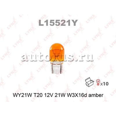 Лампа 12V WY21W 21W W3x16d LYNXauto AMBER 1 шт. картон L15521Y