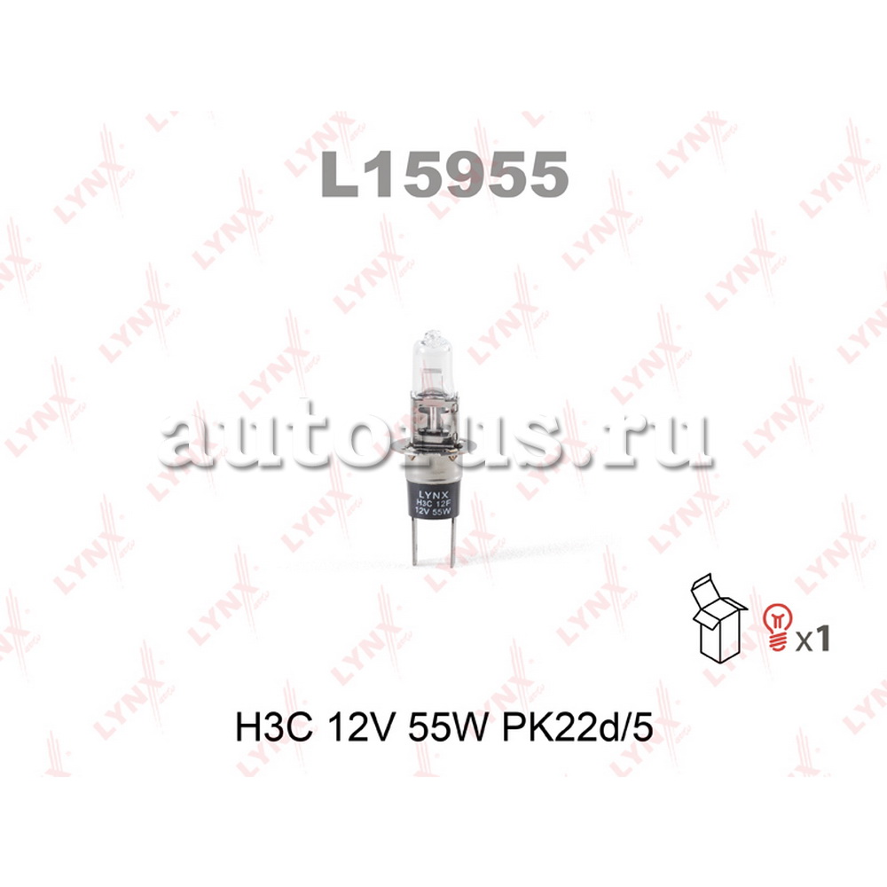 Лампа 12V H3C 55W PK22d-5 LYNXauto 1 шт. L15955
