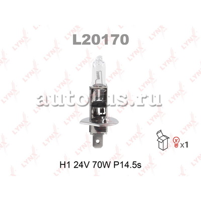 Лампа 24V H1 70W P14,5s LYNXauto 1 шт. картон L20170