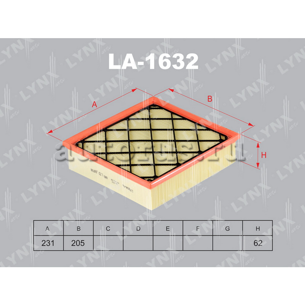 Фильтр воздушный LYNXauto LA-1632