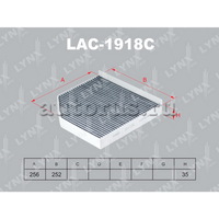 Фильтр салонный AUDI A6 2.0D-3.0T 11> / A7 2.8-3.0T 10> / A8 2.0T- LYNXauto LAC-1918C