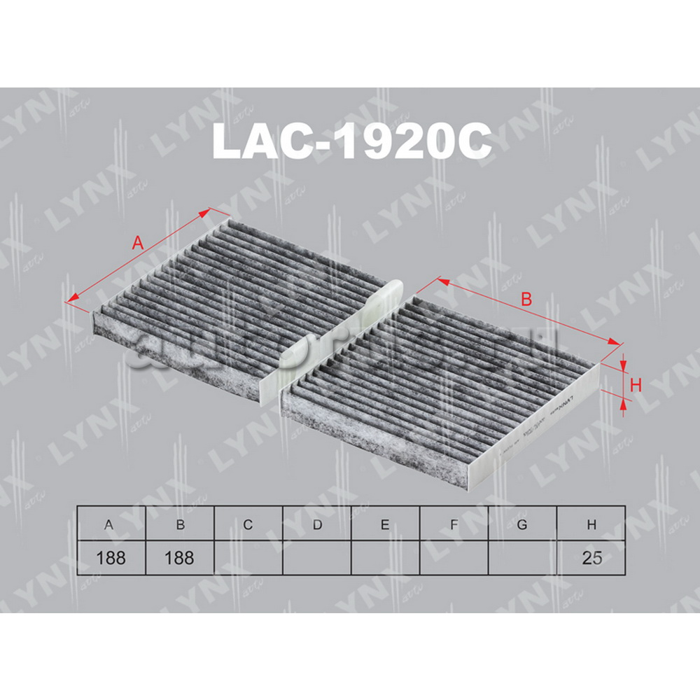 Фильтр салонный угольный LYNXauto LAC-1920C