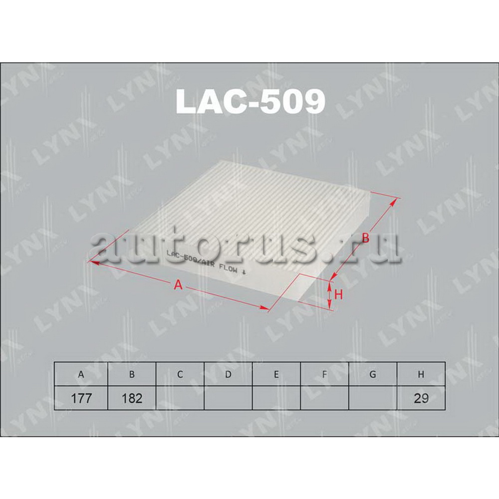 Фильтр салонный LYNXauto LAC-509