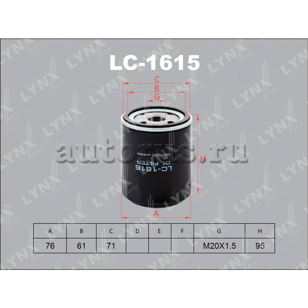 Фильтр масляный LYNXauto LC-1615