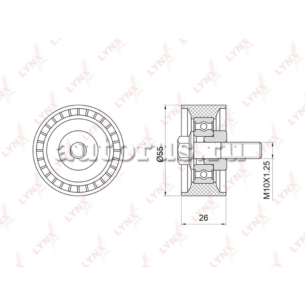 Ролик натяжитель ремня без эксцентрика ВАЗ 2170, 2192, 2194 LYNXauto PB-3012