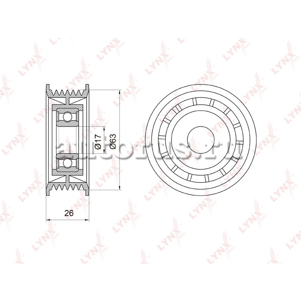 Ролик обводной приводного ремня LYNXauto PB-7001