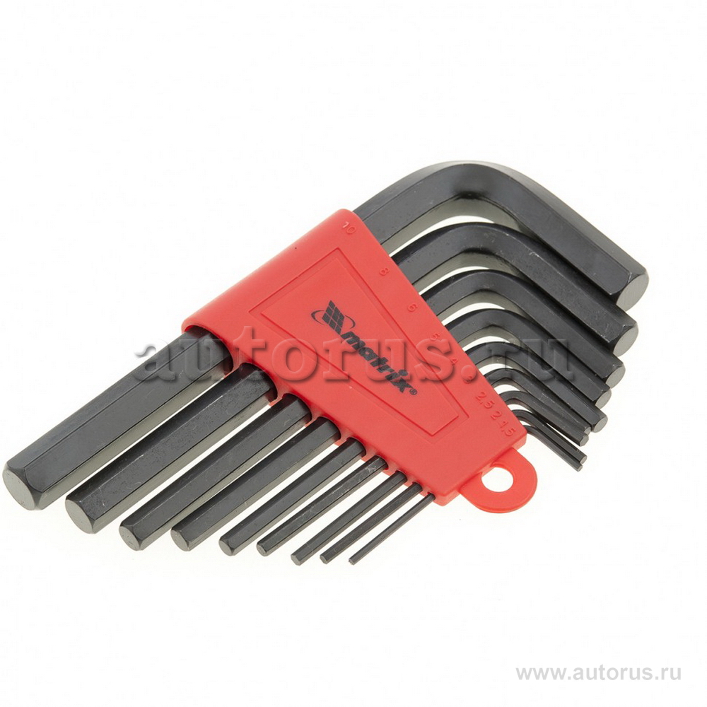 Набор ключей имбусовых HEX, 1, 5-10 мм, CrV, 9 шт. окидированные, короткие, MATRIX 11226