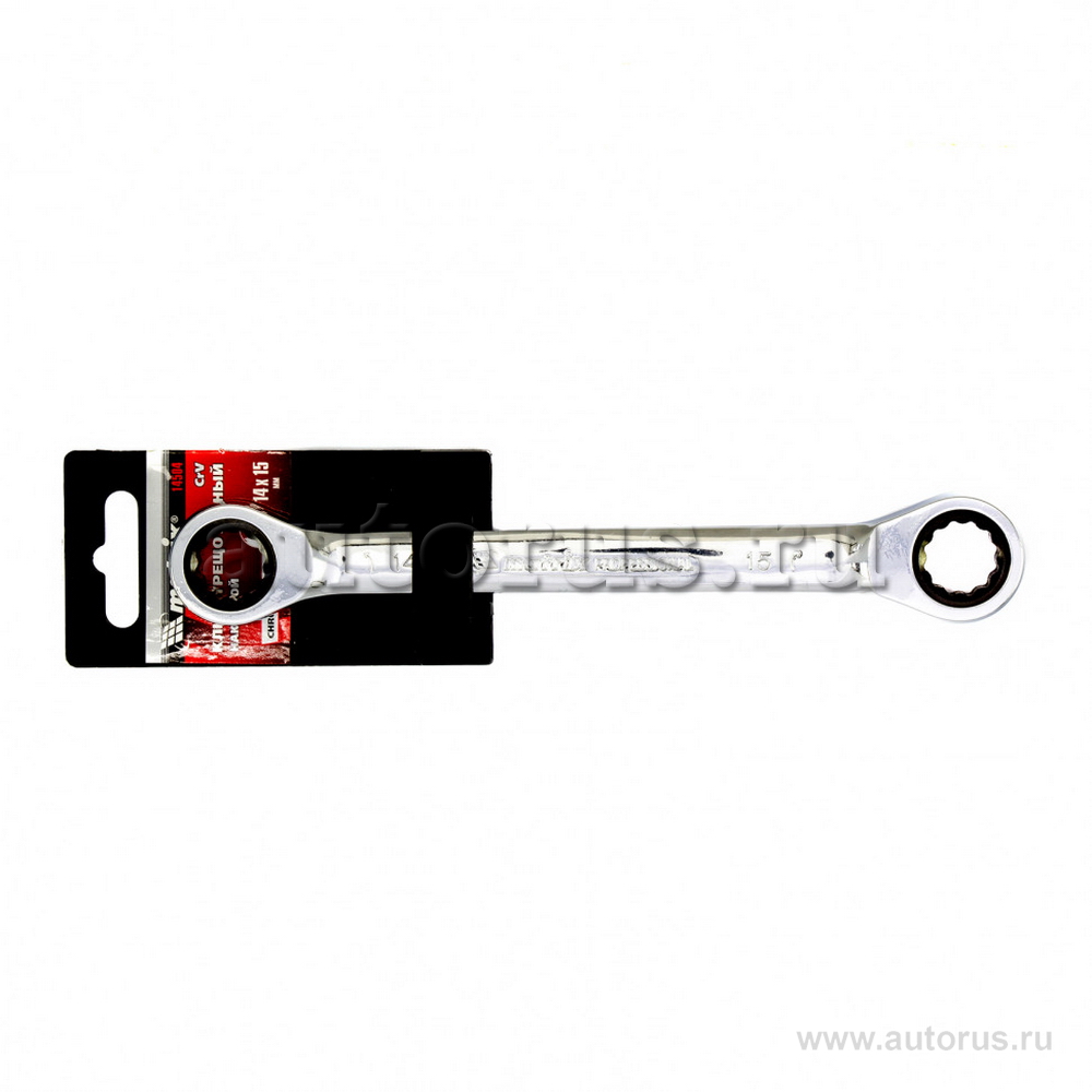 Ключ накидной трещоточный, 14x15мм, CrV, зеркальный хром MATRIX 14504