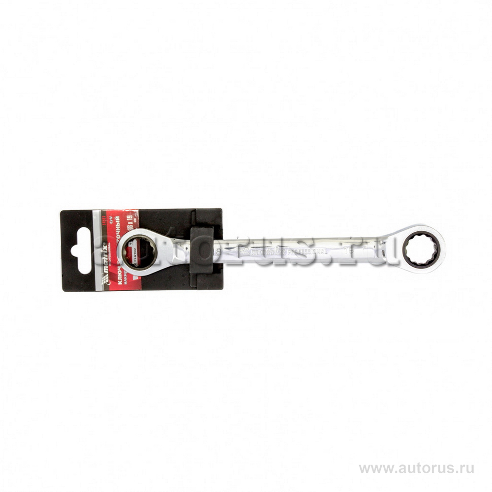 Ключ накидной трещоточный, 18x19мм, CrV, зеркальный хром MATRIX 14507