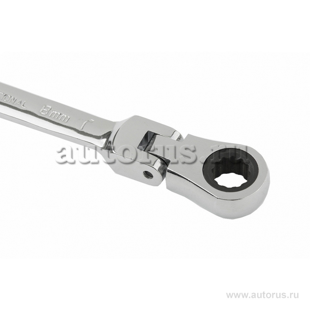 Ключ комбинированный трещоточный, 8мм, CrV, шарнирный, зерк.хром MATRIX 14860