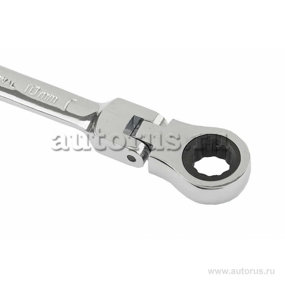 Ключ комбинированный трещоточный, 10мм, CrV, шарнирный, зерк.хром MATRIX 14862