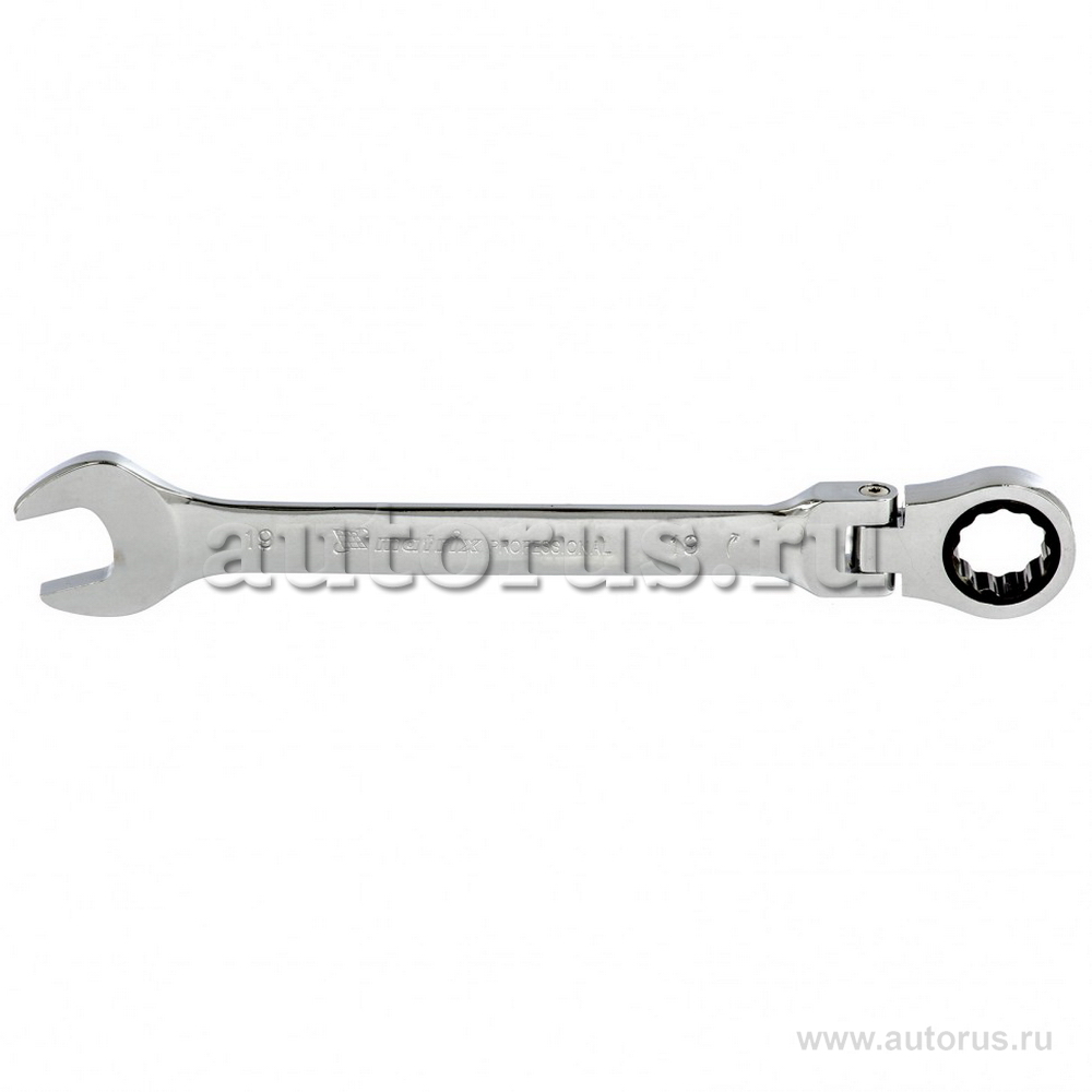 Ключ комбинированный трещоточный, 19мм, CrV, шарнирный, зерк.хром MATRIX 14871