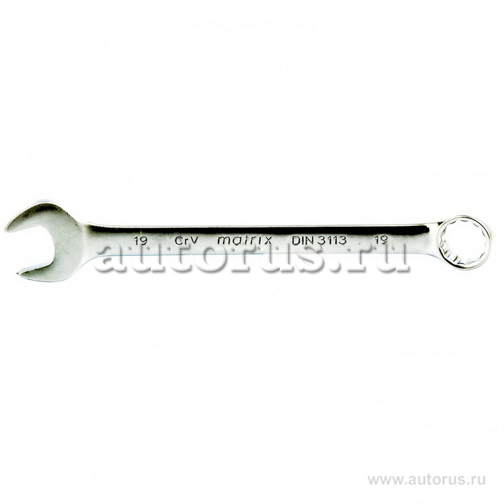 Ключ комбинированный, 19 мм, CrV, матовый хром MATRIX 15115