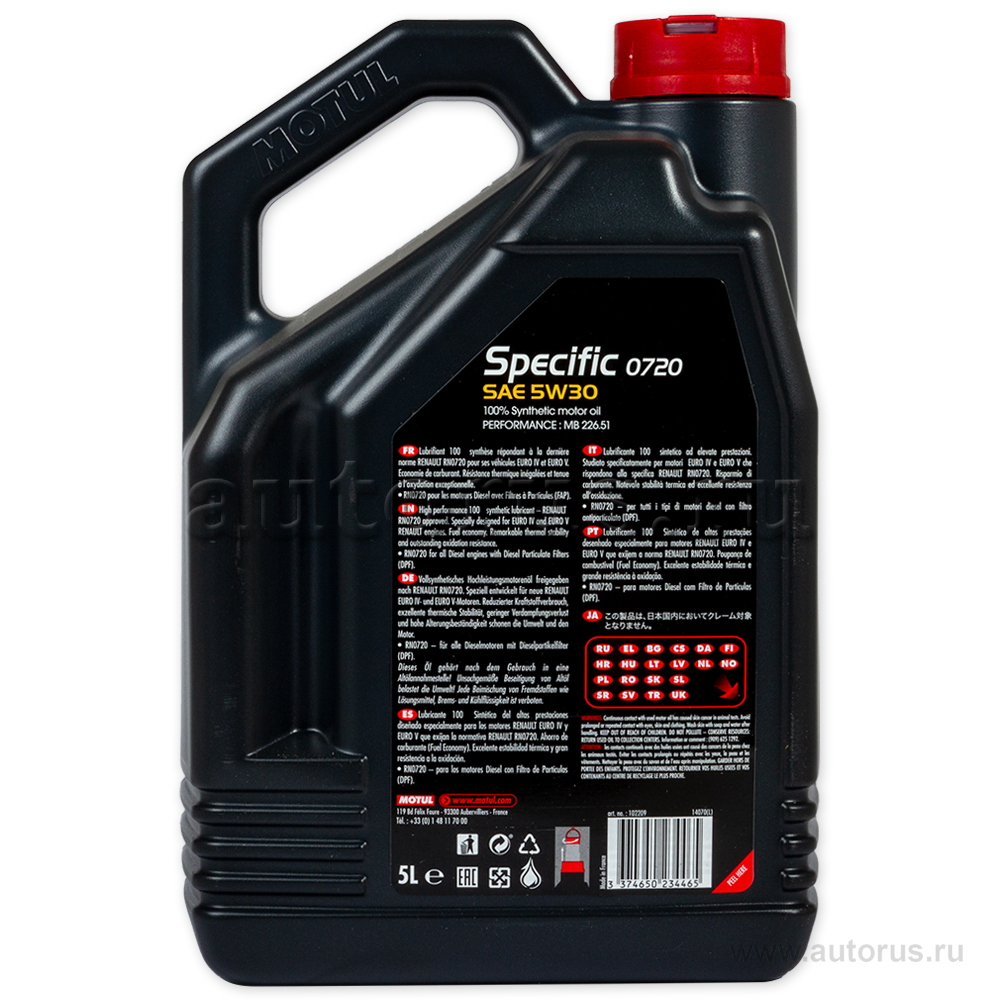 Масло моторное Motul Specific 0720 5W30 синтетическое 5 л 102209