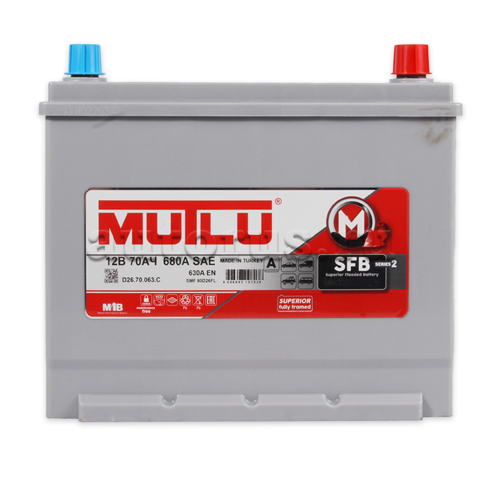Аккумулятор MUTLU SFB 70 А/ч 570 029 060 обратная R+ EN 630A 260x173x225 SMF80D26FL D26.70.063.C