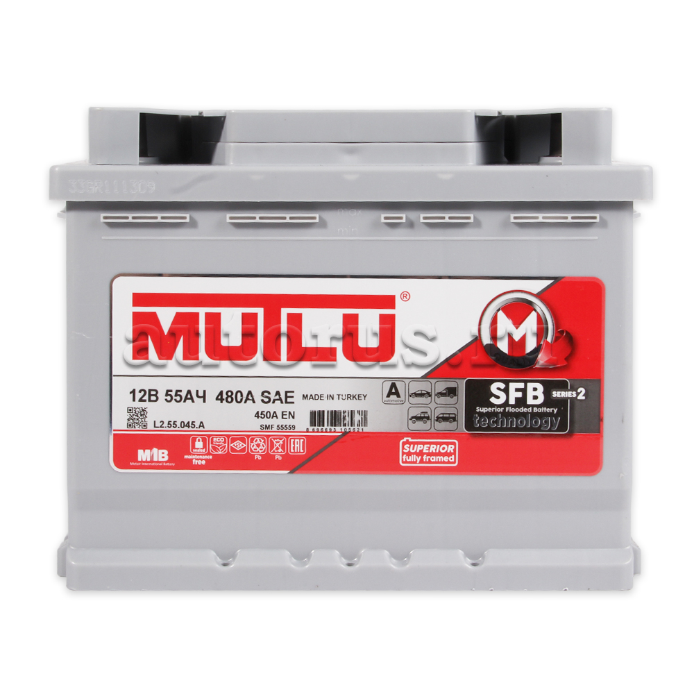 Аккумулятор MUTLU SFB 55 А/ч 555 125 045 обратная R+ EN 450A 242x175x190 L2.55.045.A