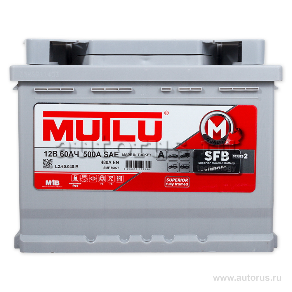 Аккумулятор MUTLU SFB 60 А/ч 560 138 048 прямая L+ EN 480A 242x175x190 SMF56027 L2.60.048.B