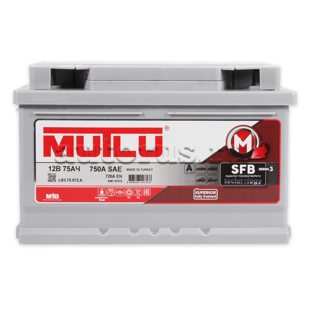 Аккумулятор MUTLU SFB 75 А/ч 575 115 072 обратная R+ EN 720A 278x175x175 SMF57572 LB3.75.072.A