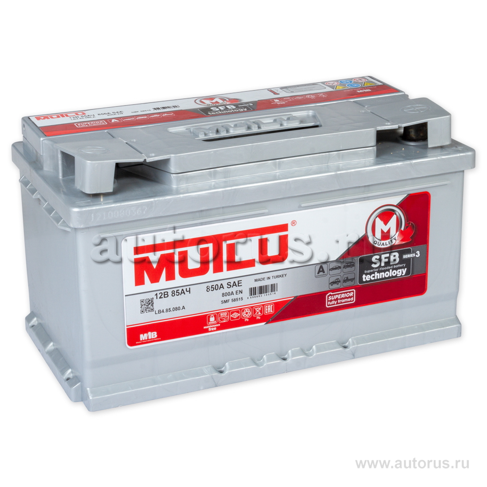Аккумулятор MUTLU SFB 85 А/ч 585 115 080 обратная R+ EN 800A 315x175x175 SMF 38515 LB4.85.080.A