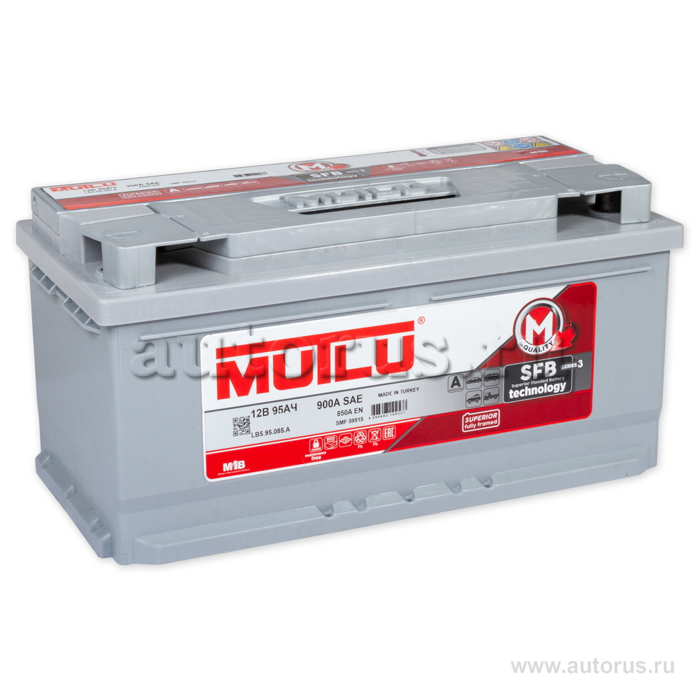 Аккумулятор MUTLU SFB 95 А/ч 595 115 085 обратная R+ EN 850A 353x175x175 SMF59515 LB5.95.085.A
