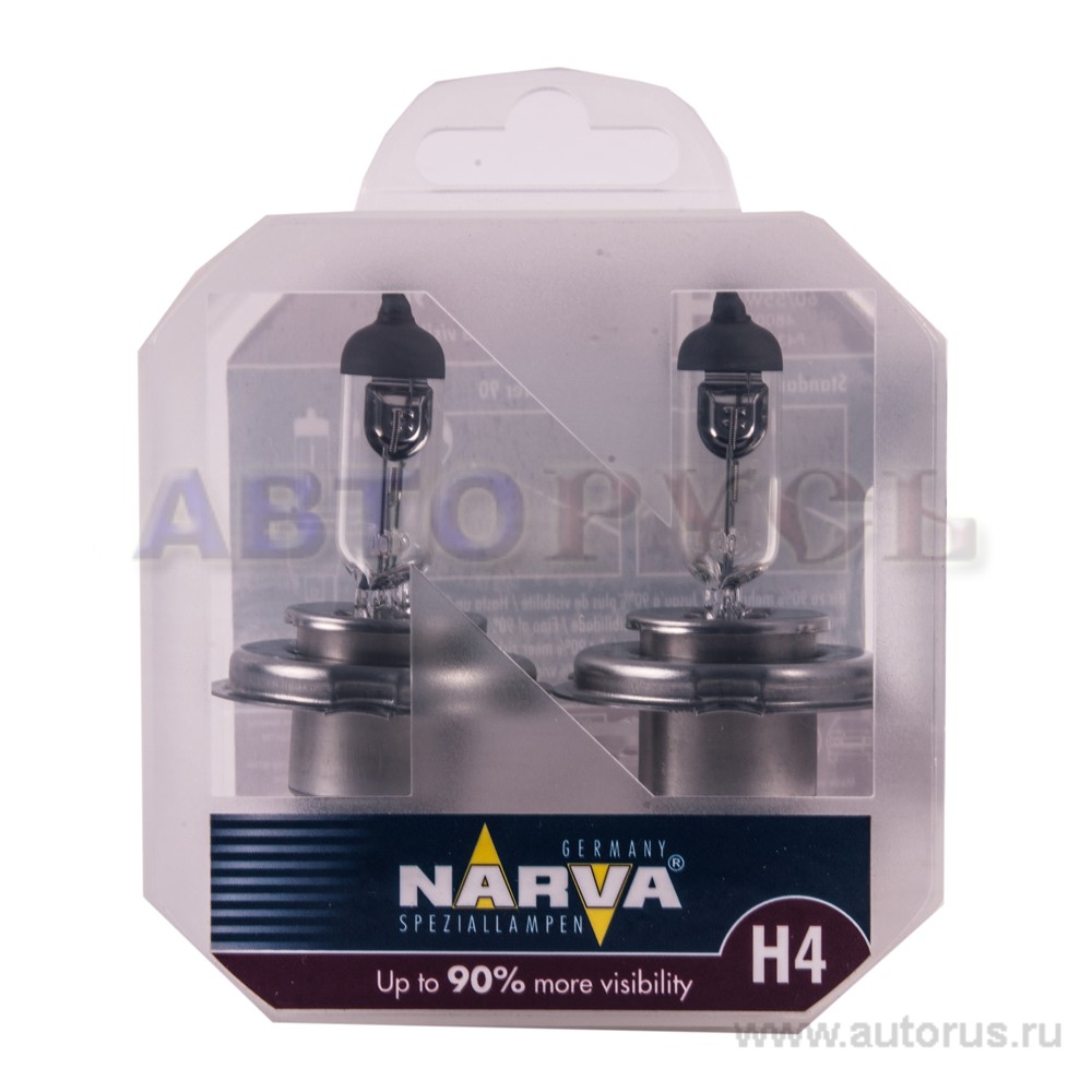 Лампа 12V H4 60/55W +90% NARVA 2 шт. DUOBOX 12342 RPH 