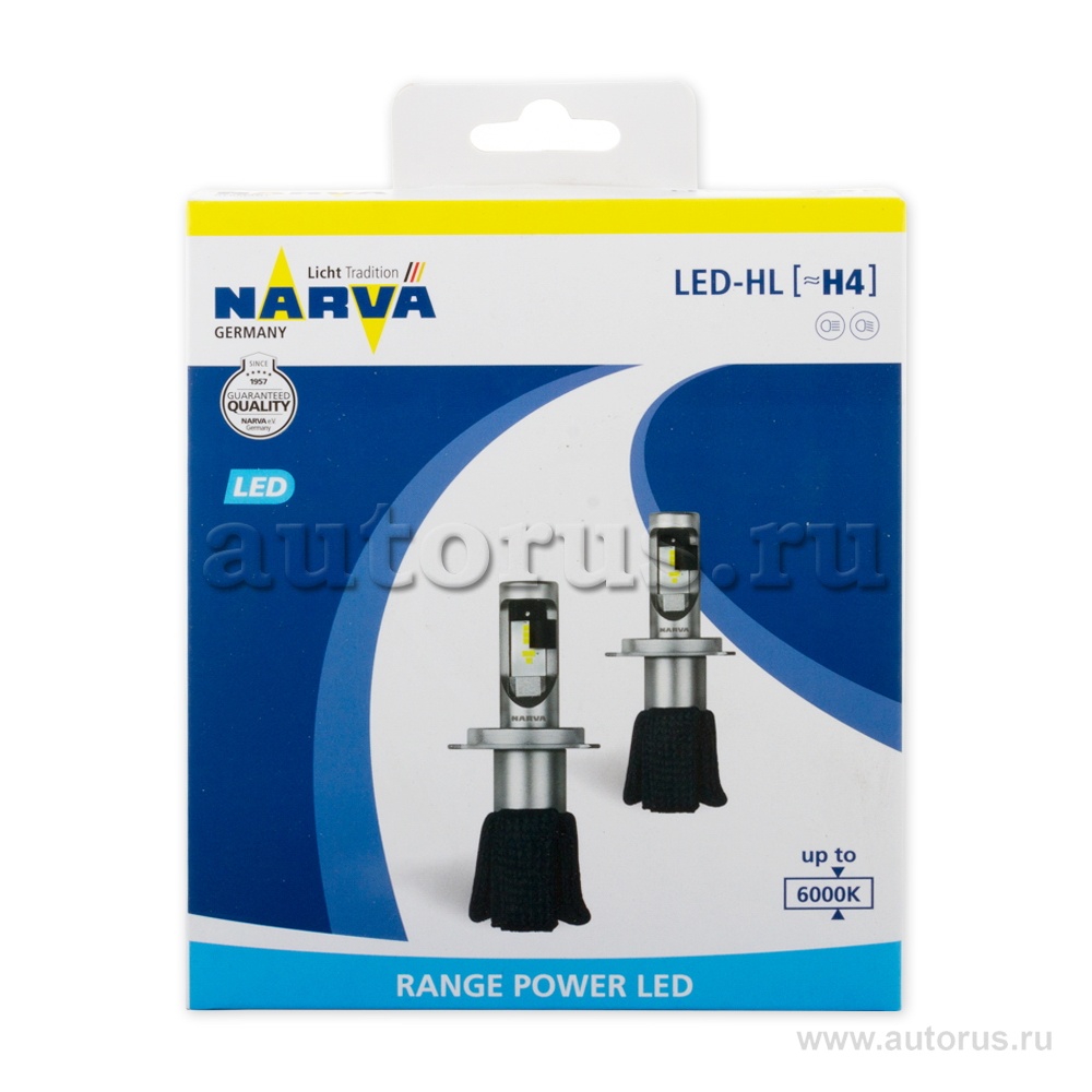 Лампа светодиодная 12V H4 1W 6000K NARVA Range Power LED 2 шт. картон 180043000