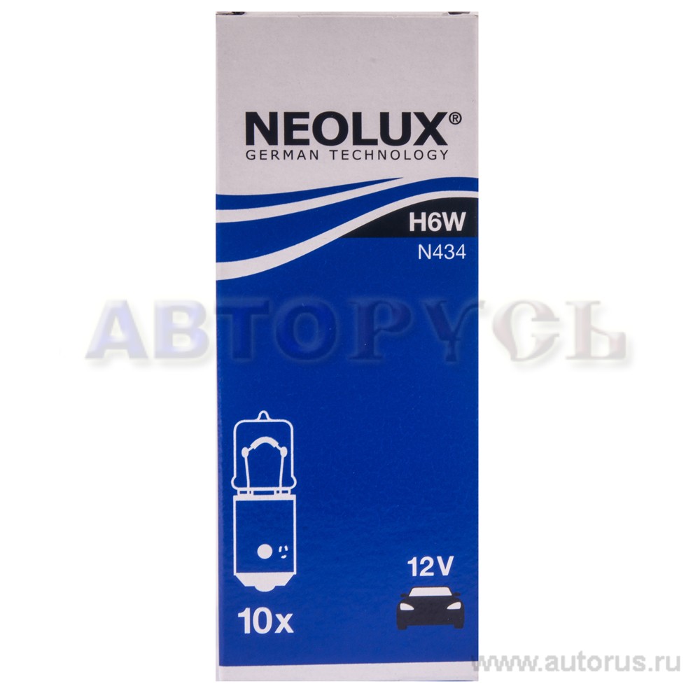 Лампа 12V H6W 6W BAX9s NEOLUX Standart 1 шт. картон N434
