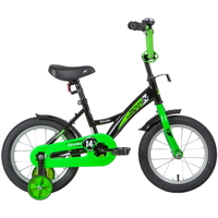 Велосипед 14 детский Novatrack Strike (2020) количество скоростей 1 рама сталь 9 черный/зеленый