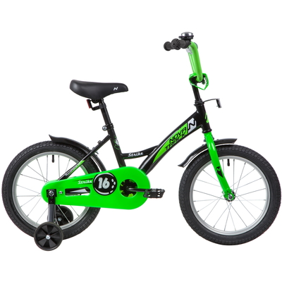 Велосипед 16 детский Novatrack Strike (2020) количество скоростей 1 рама сталь 10,5 черный/зеленый
