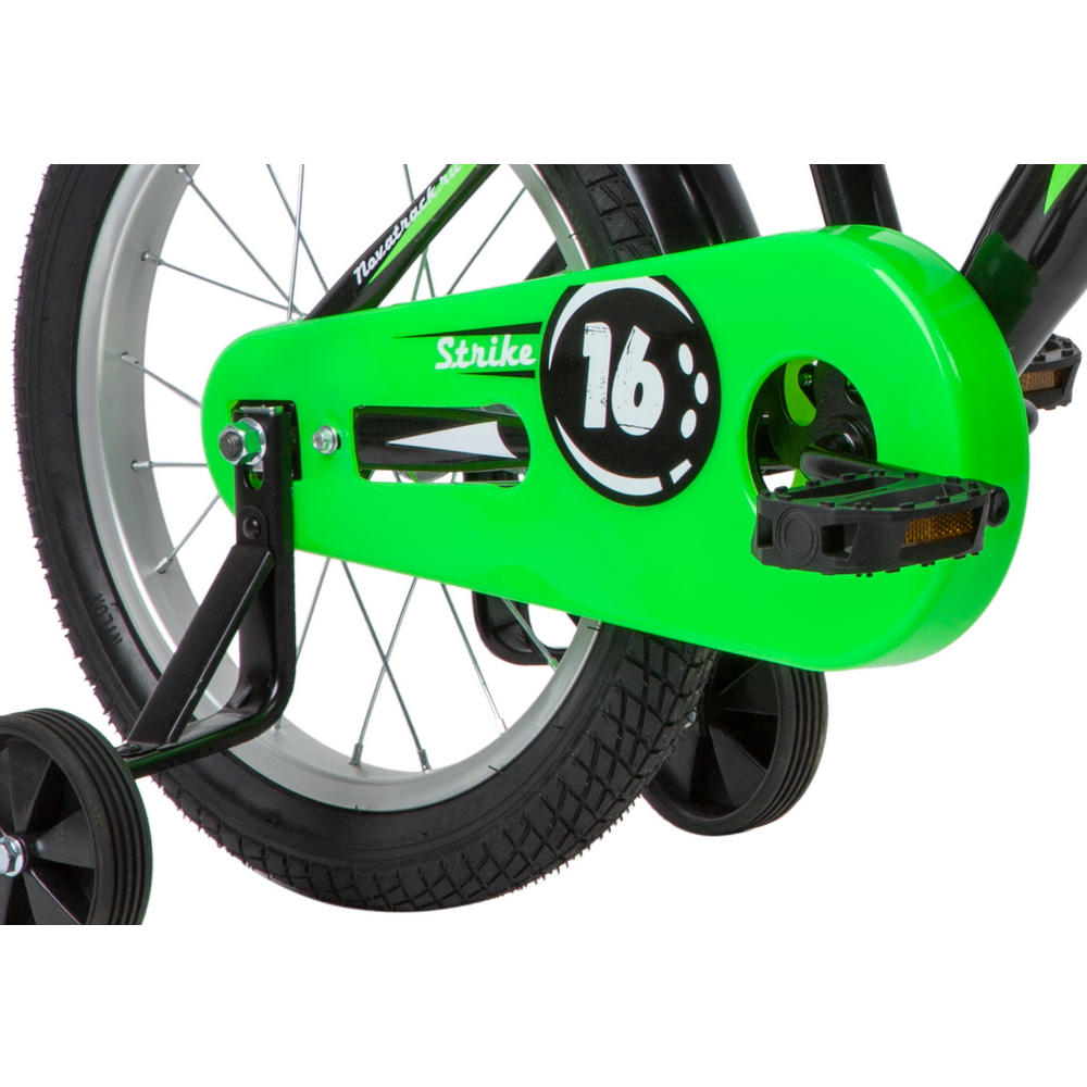Велосипед 16 детский Novatrack Strike (2020) количество скоростей 1 рама сталь 10,5 черный/зеленый