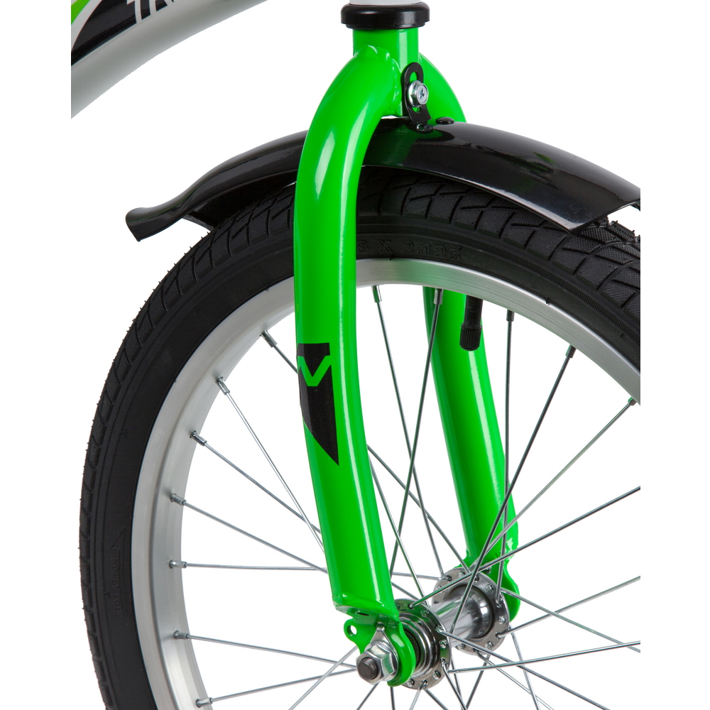 Велосипед 18 детский Novatrack Strike (2020) количество скоростей 1 рама сталь 11,5 белый/зеленый