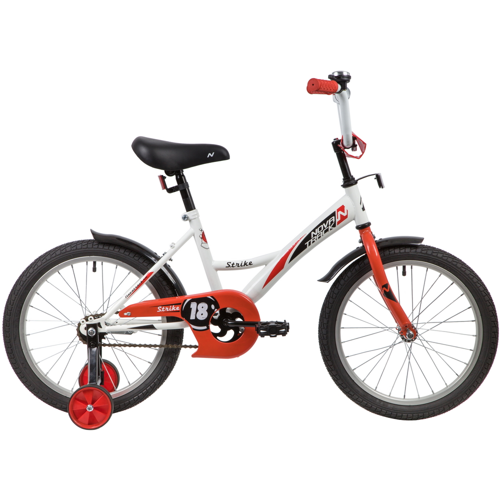 Велосипед 18 детский Novatrack Strike (2020) количество скоростей 1 рама сталь 11,5 белый/красный