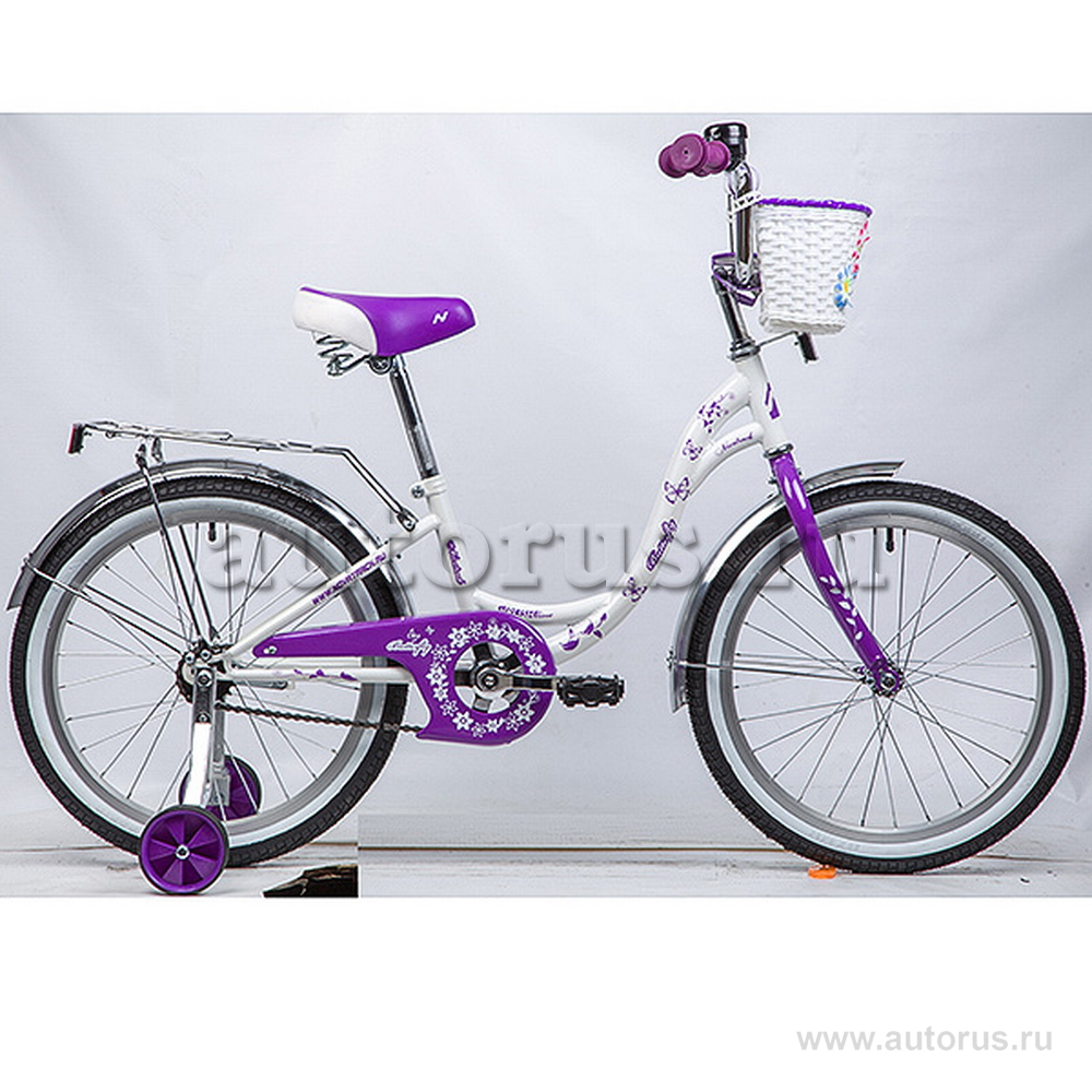Велосипед 20 детский Novatrack Butterfly (2020) количество скоростей 1 рама сталь 12 белый/фиолетовый