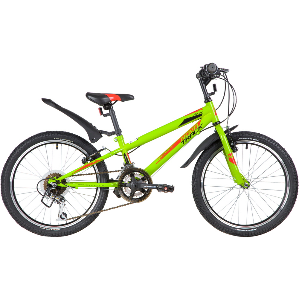 Велосипед 20 подростковый Novatrack Racer (2020) количество скоростей 12 рама сталь 12 зеленый