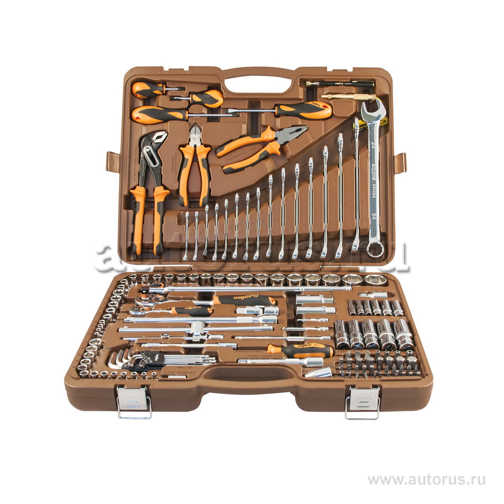 Универсальный набор инструмента торцевые головки 1/4DR и 1/2DR, аксессуары к ним, ШГИ, отвертки и комбинированные ключи, 143 пр. OMBRA OMT143SL