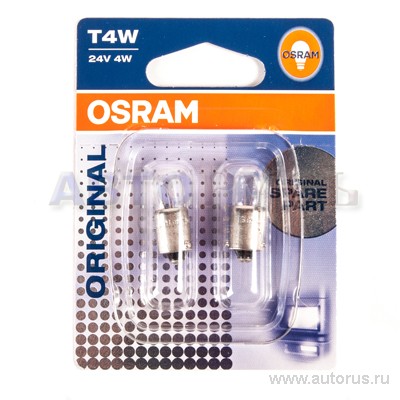 Лампа 24V T4W 4W BA9s OSRAM ORIGINAL LINE 2 шт. блистер 3930-02B
