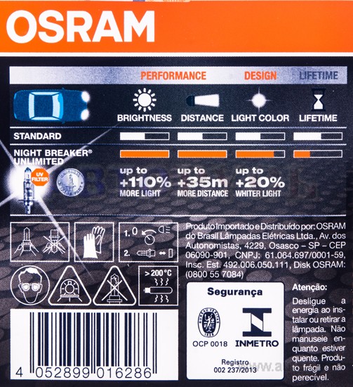 Лампа 12V H1 55W OSRAM NIGHT BREAKER UNLIMITED 2 шт. DUOBOX 64150NBU-HCB
