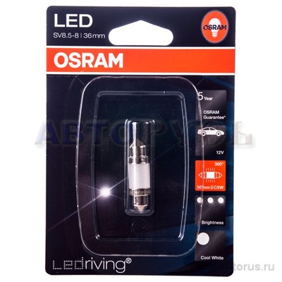 Лампа светодиодная 12V 1W 6000K OSRAM Premium 1 шт. блистер 6498CW-01B