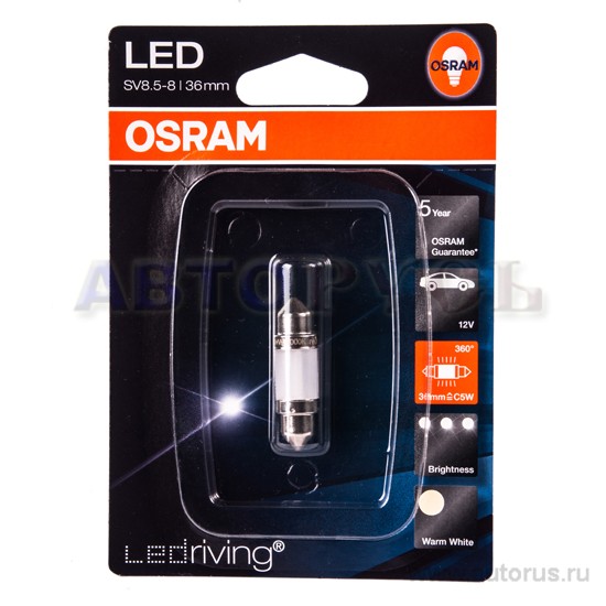 Лампа светодиодная 12V 1W 4000K OSRAM Premium 1 шт. блистер 6498WW-01B