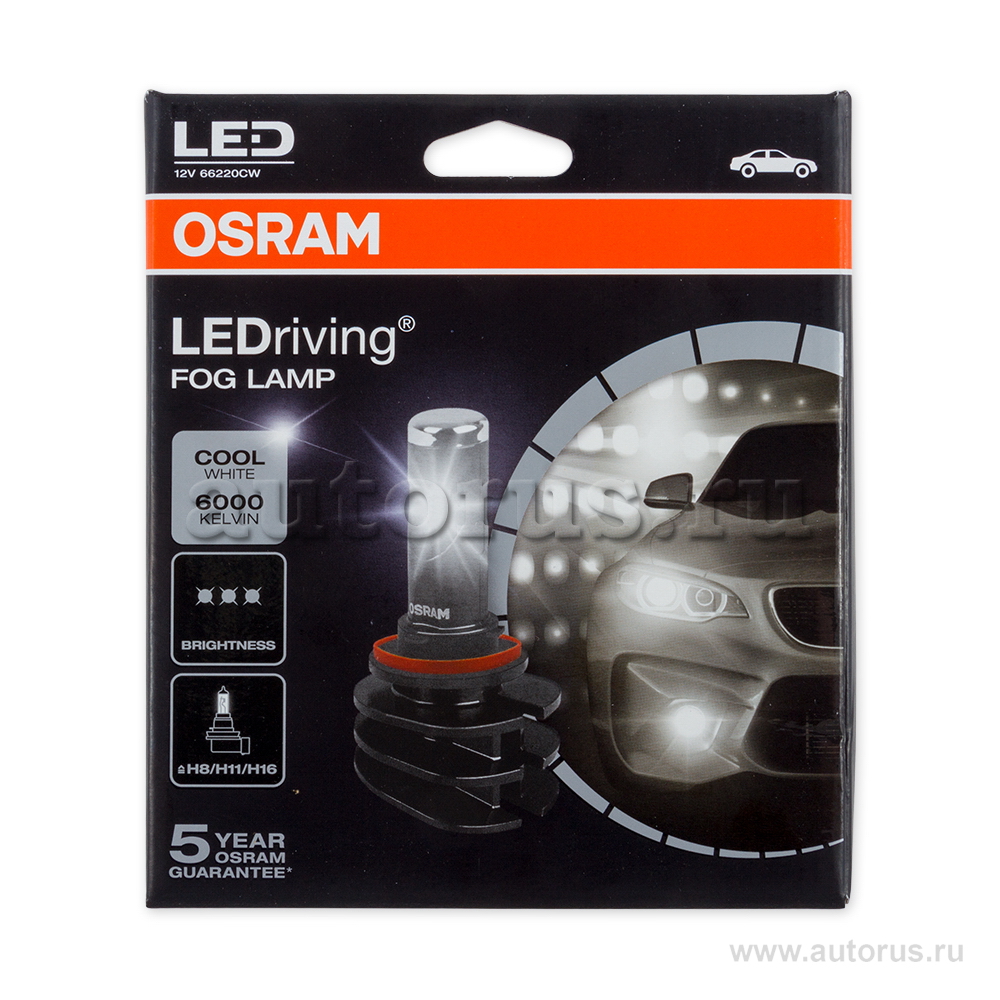 Лампа светодиодная 12V H8/H11/H16 13W OSRAM 1 шт. картон 66220CW