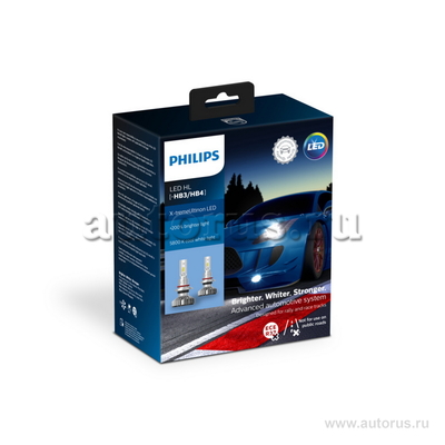 Лампа светодиодная 12V HB3/4 1W PHILIPS LED 2 шт. картон 11005 XUWX2