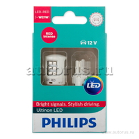 Лампа светодиодная 12V W21W 1W PHILIPS LED RED 2 шт. картон 11065ULRX2